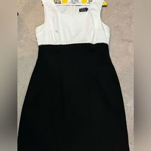 COS Black and White Sheath Dress Square Neck Midi